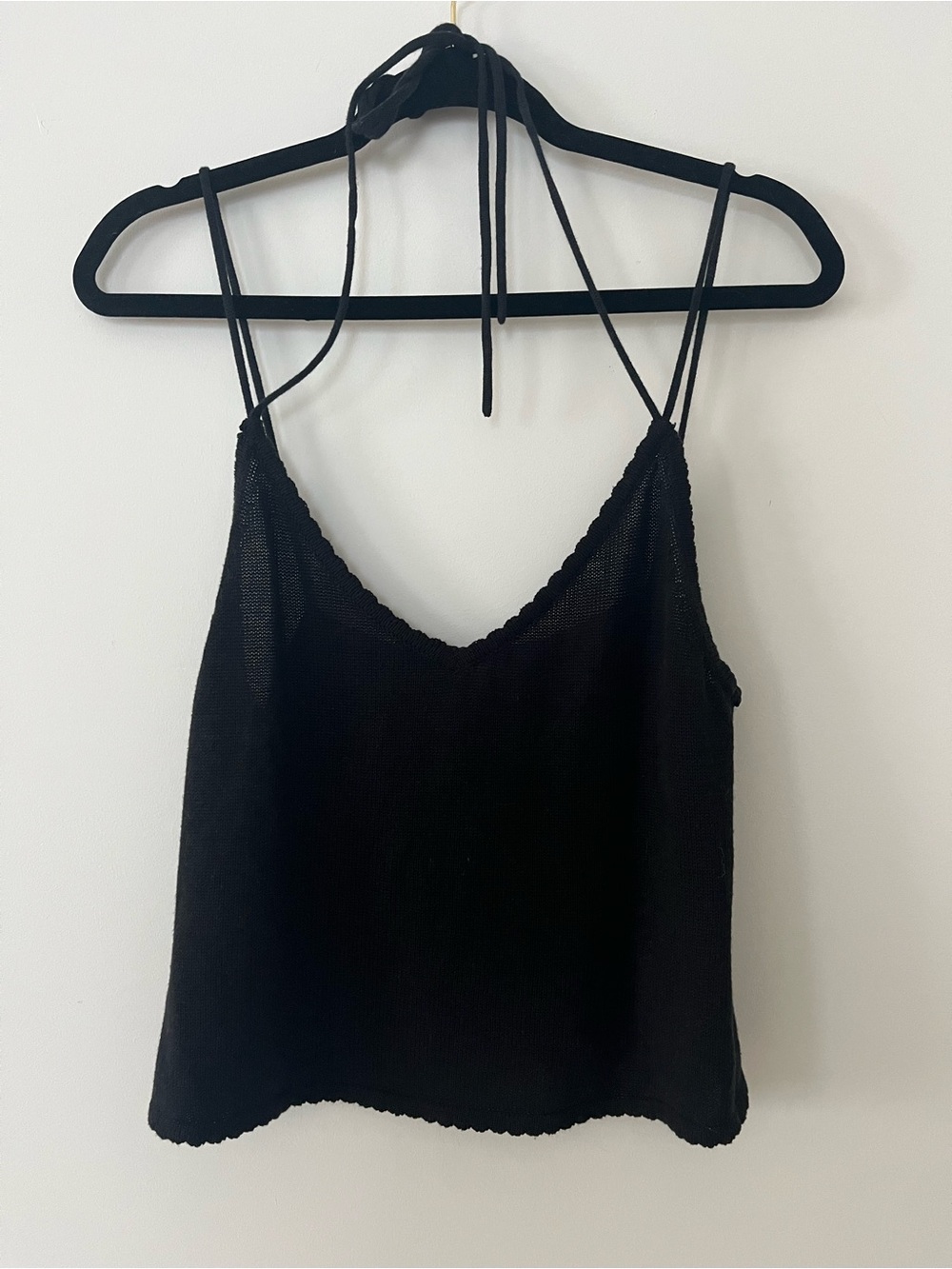 Reformation Black Knit Halter Cami Top